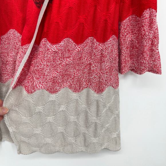 St. John Collection Ombre Knit Open Cardigan Wool Blend Caviar Tikka Waves Red - Picture 4 of 10